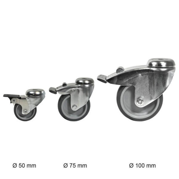 Zwenkwiel met rem 50, 75, en 100 mm